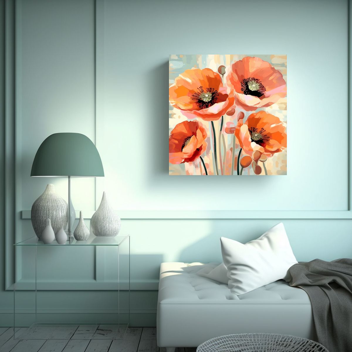 GENERICO - Arte Poppy Luminoso En Tela Bastidor Estilo 50x50 Cm