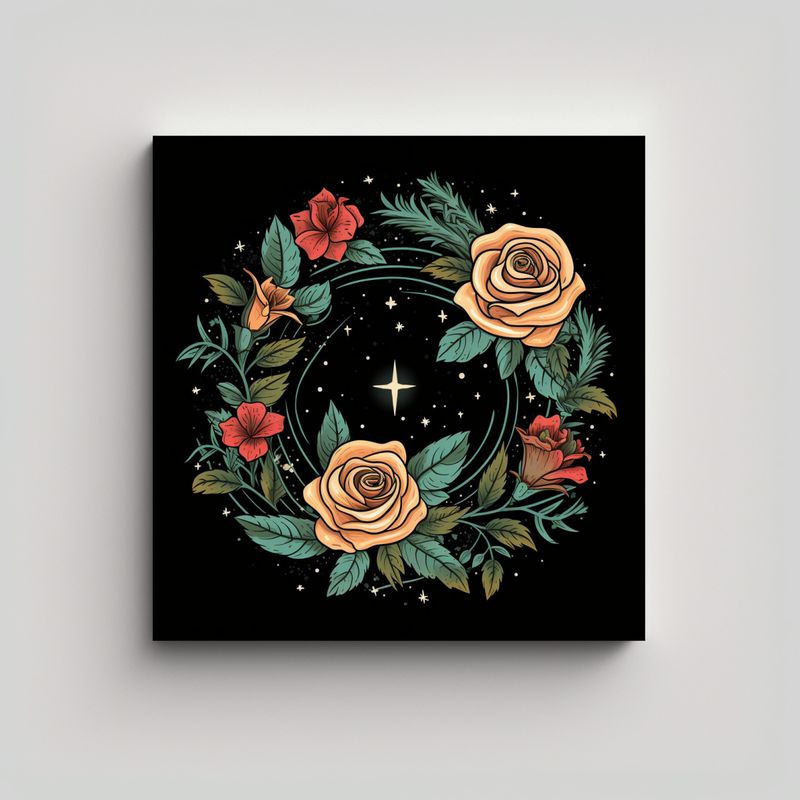 GENERICO - Arte Concepto Salón Dibujo De Rosas Estilo 60x60 Cm
