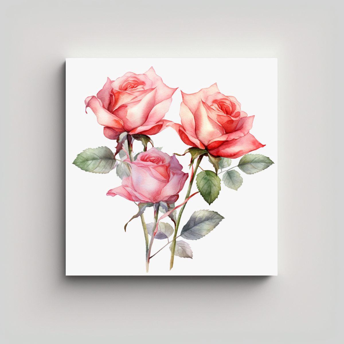 GENERICO - Cuadro Vanguardia Reflejo Rosas Acuarela Clipart 70x70 Cm