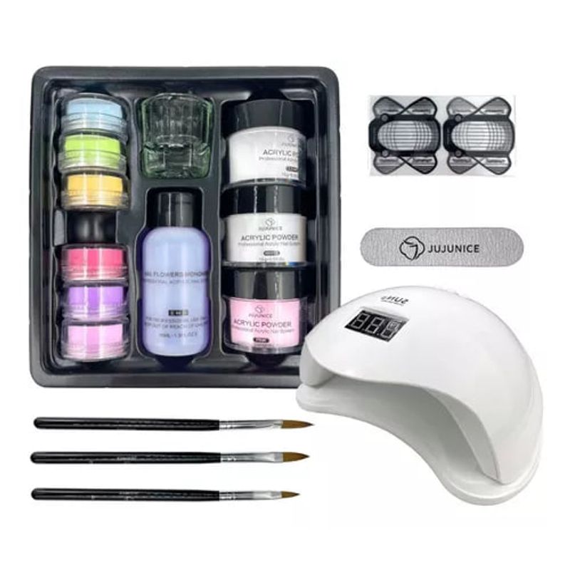 GENERICO - Kit Completo Uñas Acrílico + Lampara 48 W