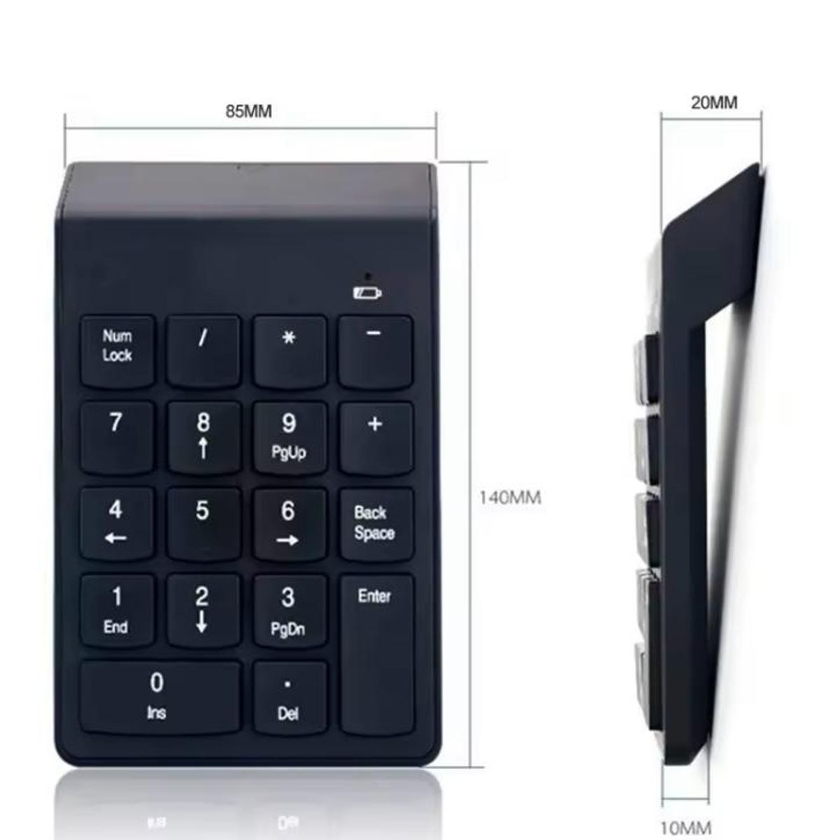 GENERICO - Teclado Numérico Inalámbrico 18 Teclas con Conector USB y Pila Color Negro