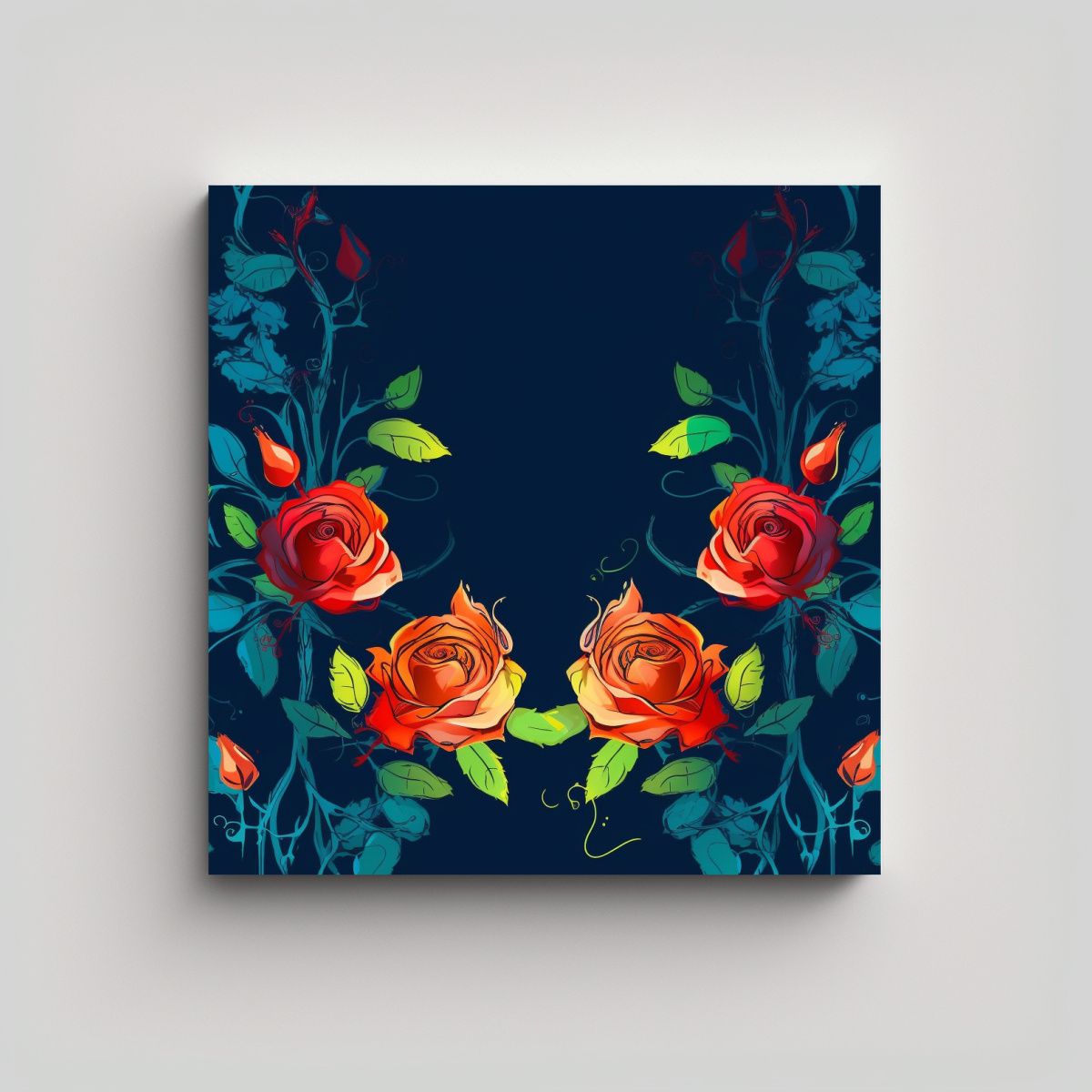 GENERICO - Composición De Textura Y Rosas En Estilo Vector 90x90 Cm