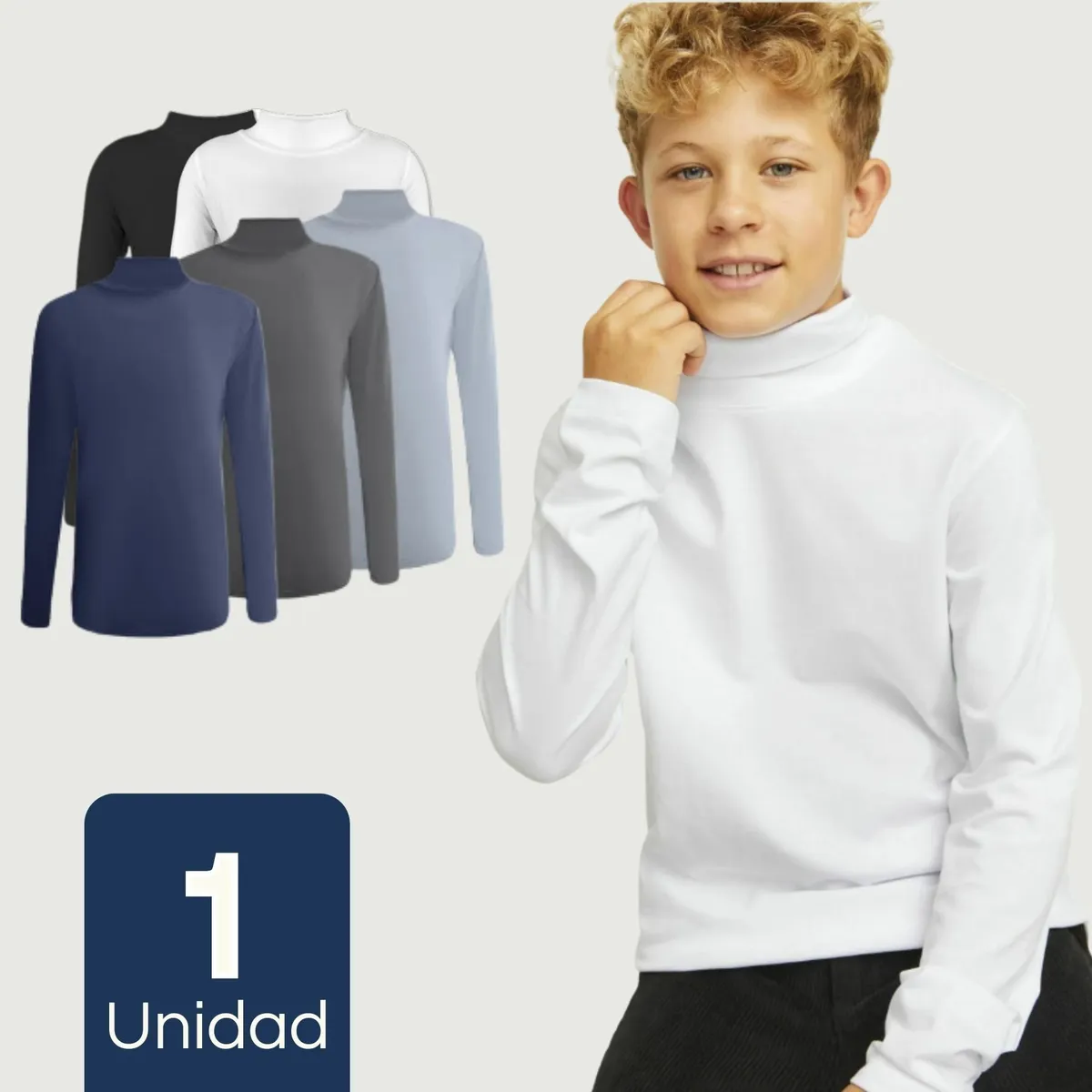 UTILISIMO - Camiseta Polera Beatle Bambú Primera Capa Niño Cuello Alto Surtido