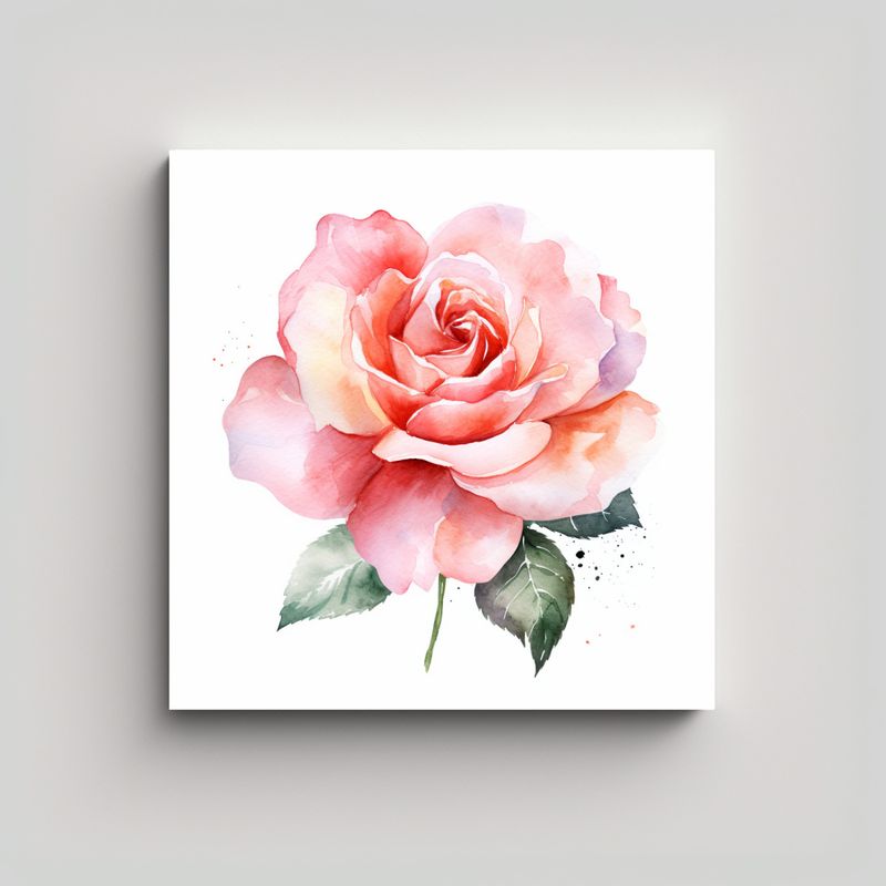 GENERICO - Arte Romántico Rosa Acuarela Flor Clipart HD 70x70 Cm