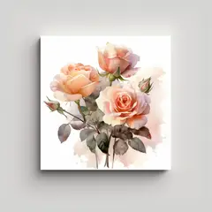 GENERICO - Arte Expresivo Rebelo En Acuarela De Rosas Y 90x90 Cm