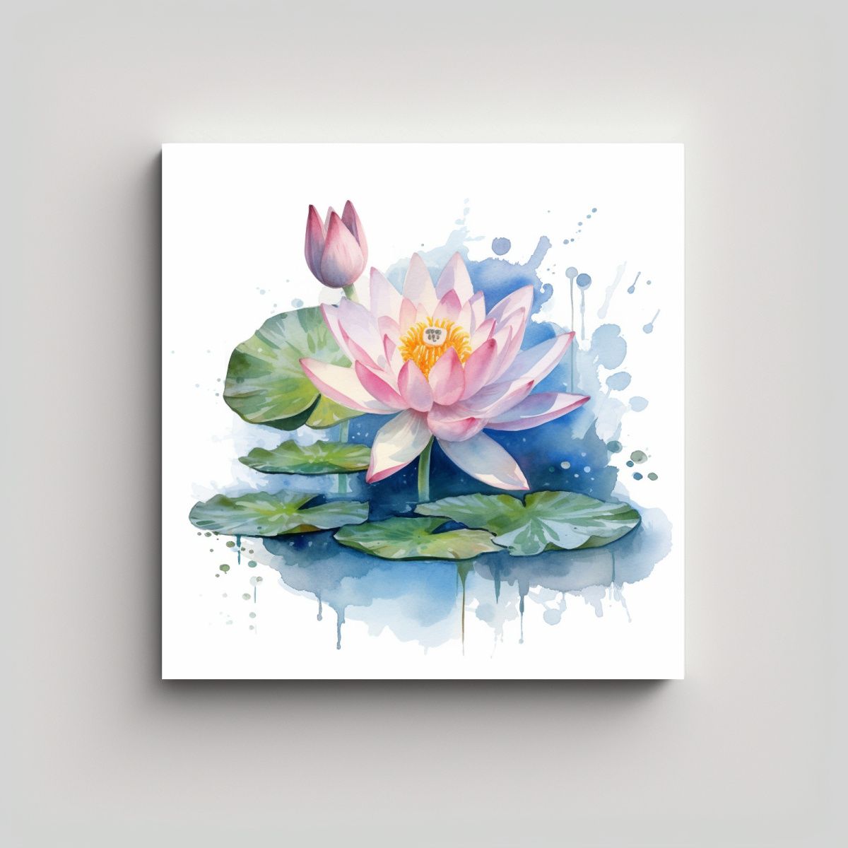 GENERICO - Lienzo Acuarela Loto En Agua Color Completo 60x60 Cm
