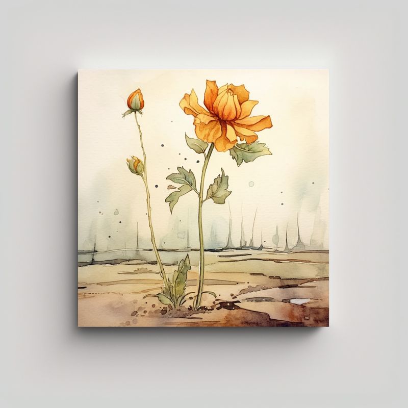 GENERICO - Arte Decoración Brillante Con Flor Solitaria En 70x70 Cm