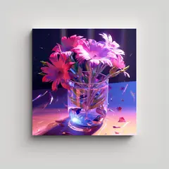 GENERICO - Minimalismo Lienzo Tela Morada Rosada Flores Vaso 80x80 Cm