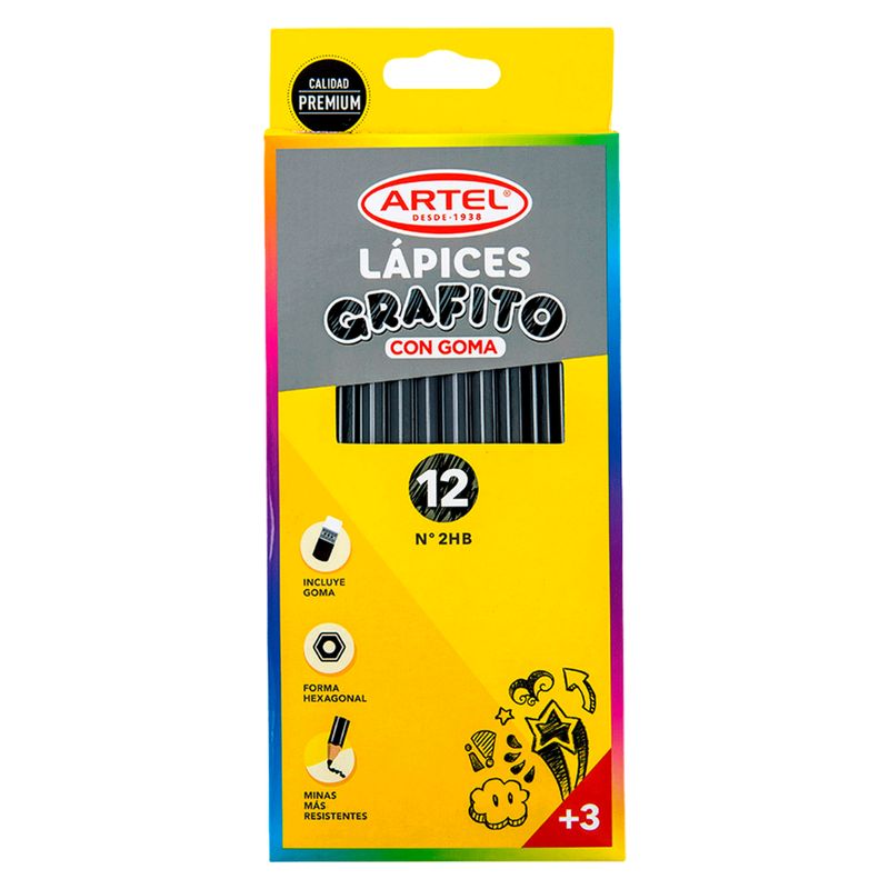 ARTEL - Lapiz Grafito Hb N° 2 Hexagonal Artel 12 Unidades