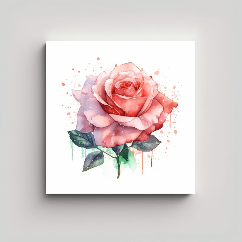 GENERICO - Arte Vectorial Duradero De Acuarela Rosa En Fondo 80x80 Cm