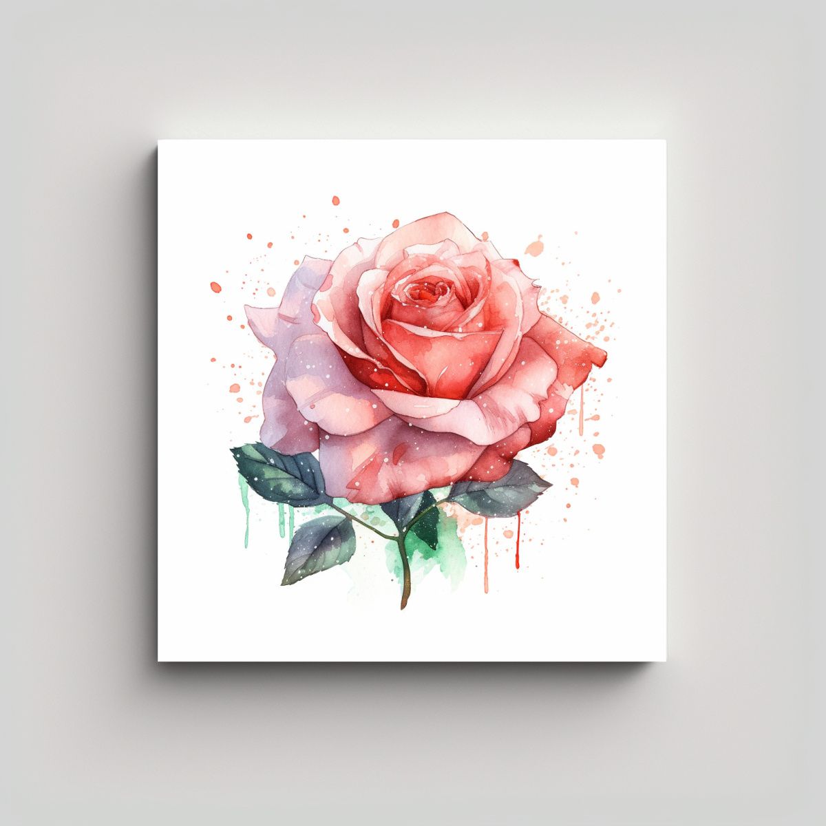 GENERICO - Arte Vectorial Duradero De Acuarela Rosa En Fondo 70x70 Cm