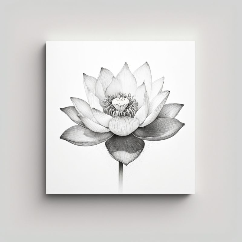 GENERICO - Ilustración Perspectiva De Flor De Loto En 40x40 Cm
