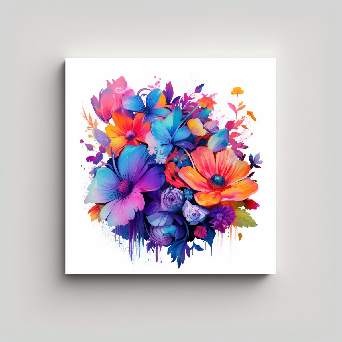 GENERICO - Ilustración De Flores Coloridas En Tela Vintage 50x50 Cm