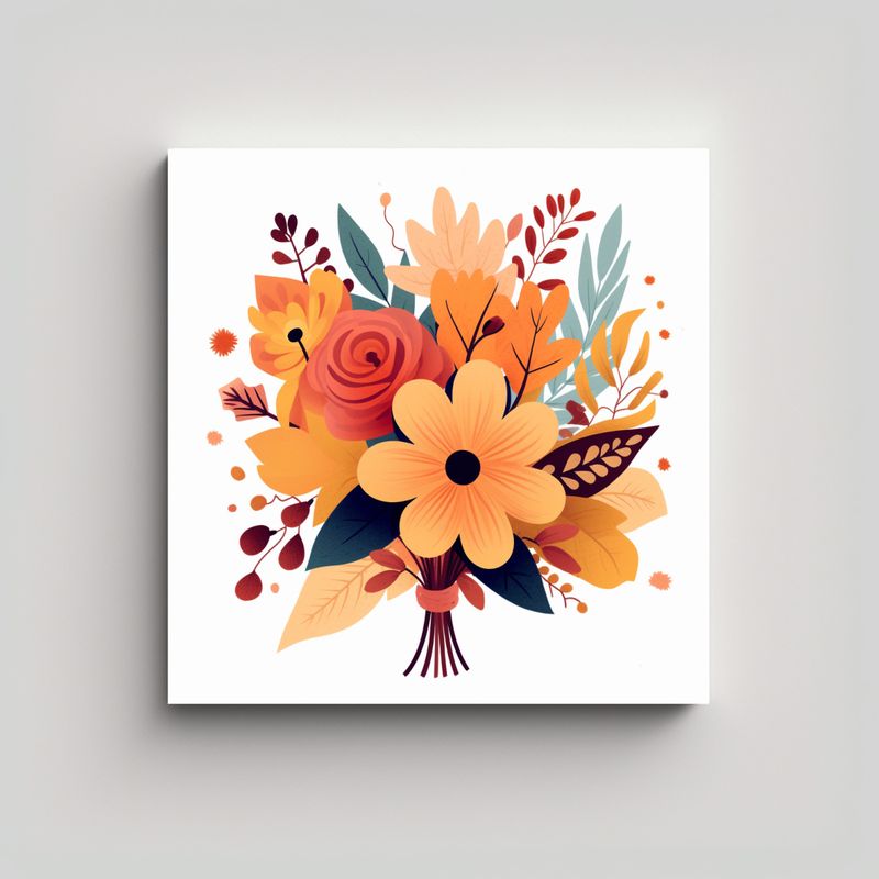 GENERICO - Otoño Ilustración Floral Clipart Recuerdo 70x70 Cm