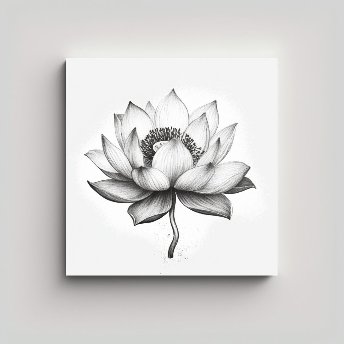 GENERICO - Arte De Pared Lotus Negro Tatuaje Estilo 80x80 Cm