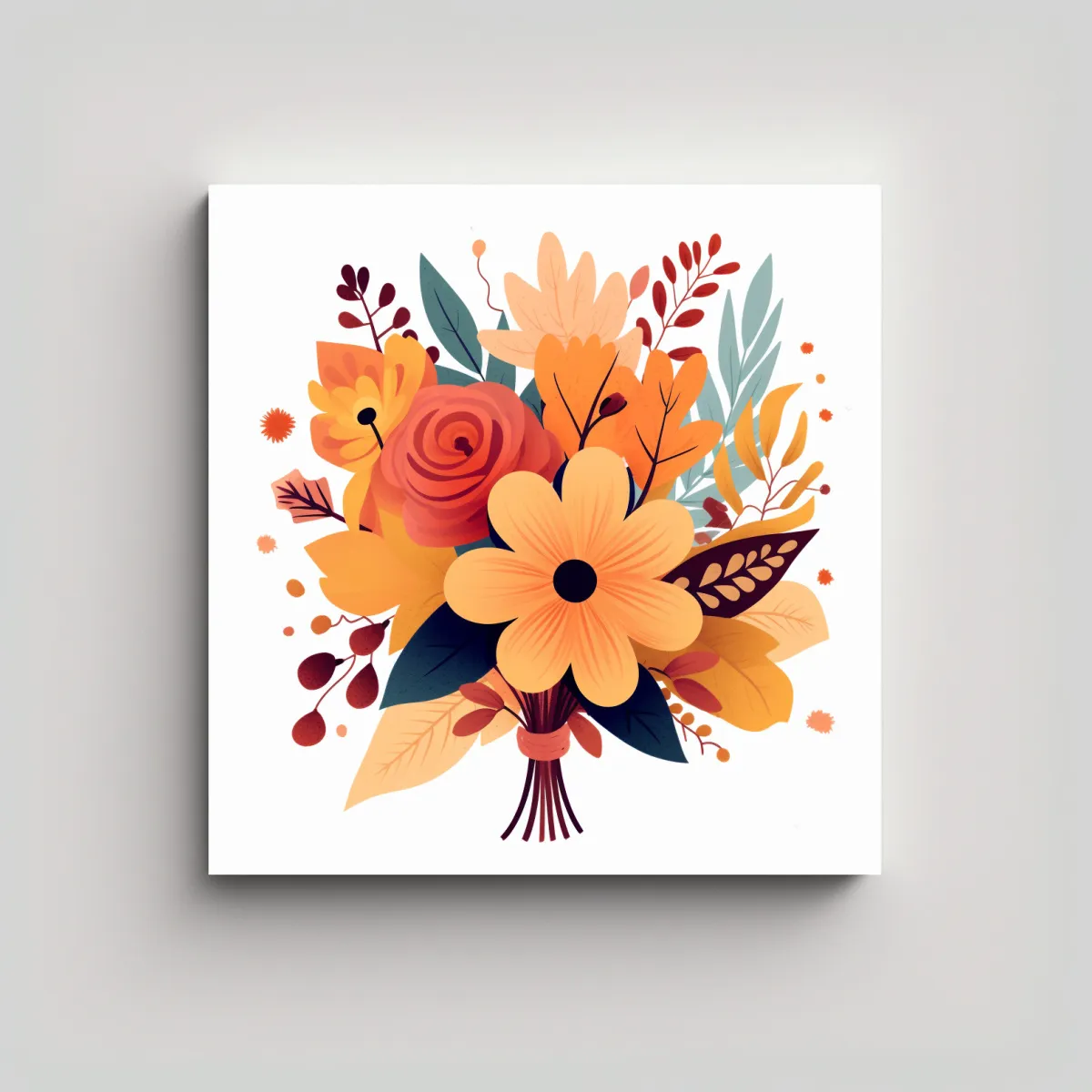 GENERICO - Otoño Ilustración Floral Clipart Recuerdo 50x50 Cm