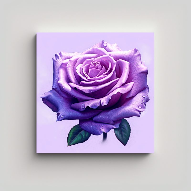GENERICO - Ilustración Digital Rosa Morada Arte Decorativo 60x60 Cm
