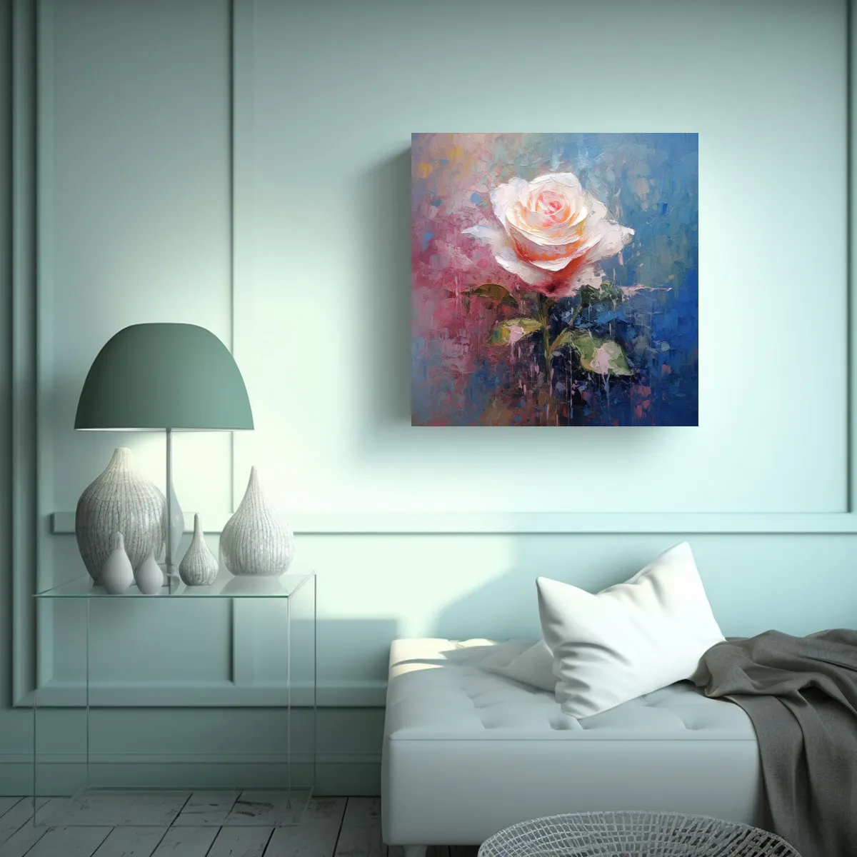 GENERICO - Armonía De Colores Rosa Y Blanca Impresionismo 90x90 Cm