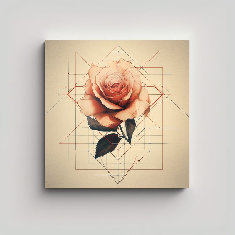 GENERICO - Cuadro Geométrico Rosa Lienzo Acuarela Gama 70x70 Cm