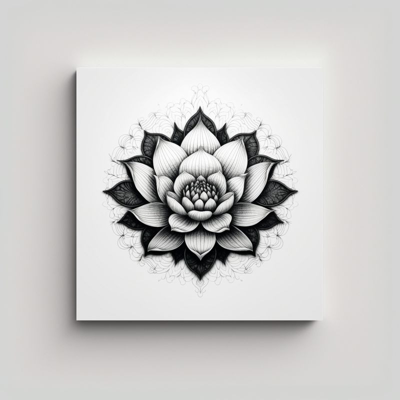 GENERICO - Lienzo Abstracto Tinta Exuberante Flor De Loto 30x30 Cm