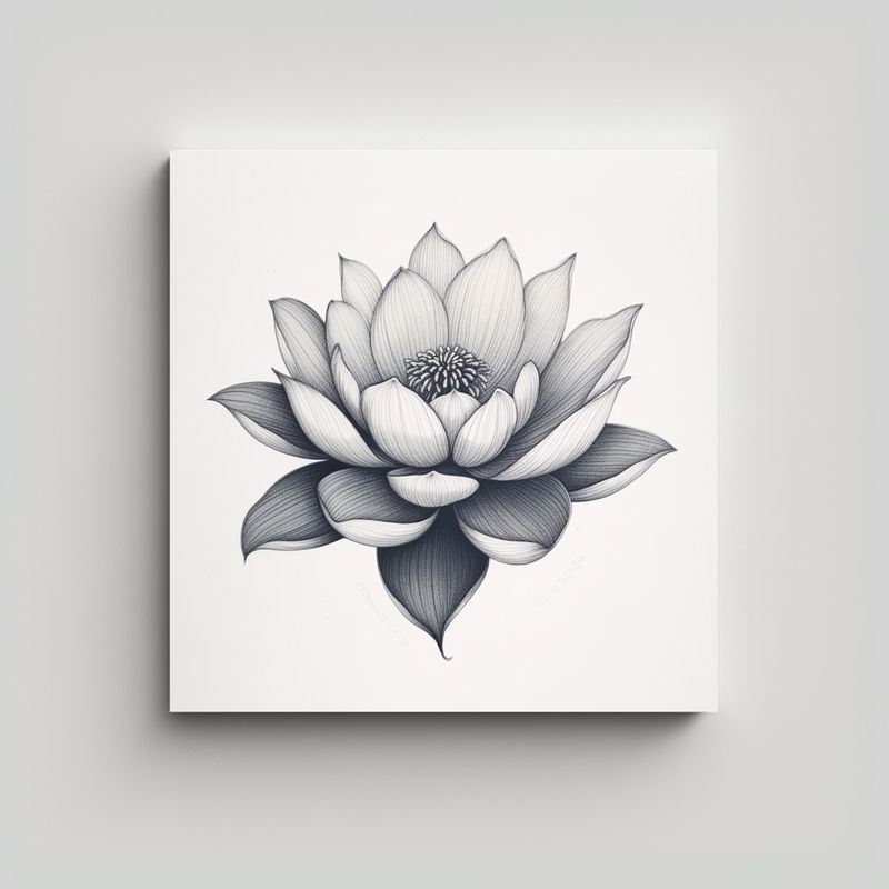 GENERICO - Arte De Tatuaje De Lotus Negro En Tinta Para 90x90 Cm