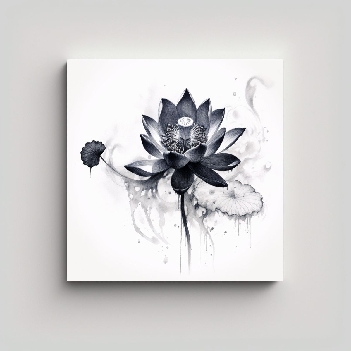 GENERICO - Luminoso Dibujo De Loto Abstracto Tinta En 90x90 Cm