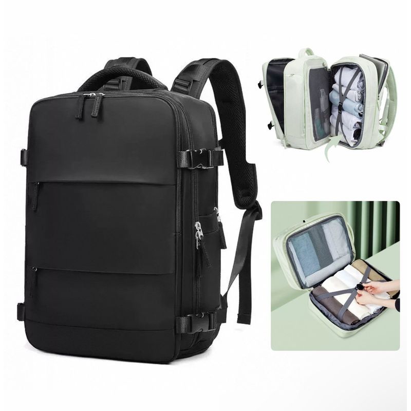 MOMO - Mochila de viaje de expansión extra grande Negro 40L