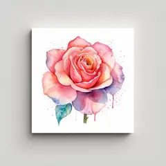 GENERICO - Arte Vectorial De Rosa Acuarela En Blanco 2D 50x50 Cm