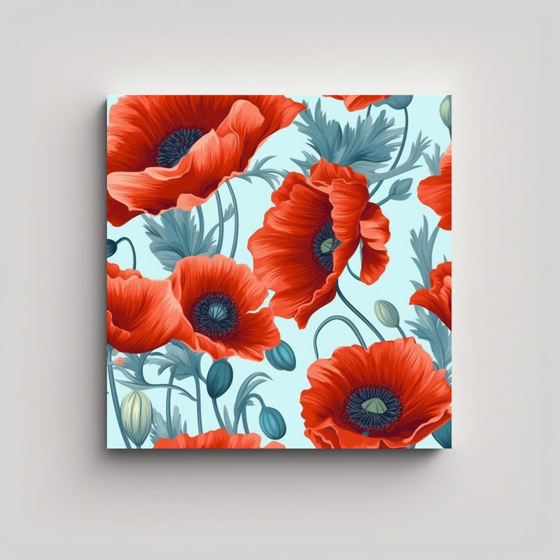 GENERICO - Patrón Vectorial Continuo Con Flores De Amapolas 90x90 Cm