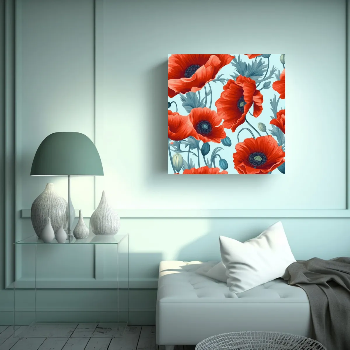 GENERICO - Patrón Vectorial Continuo Con Flores De Amapolas 70x70 Cm