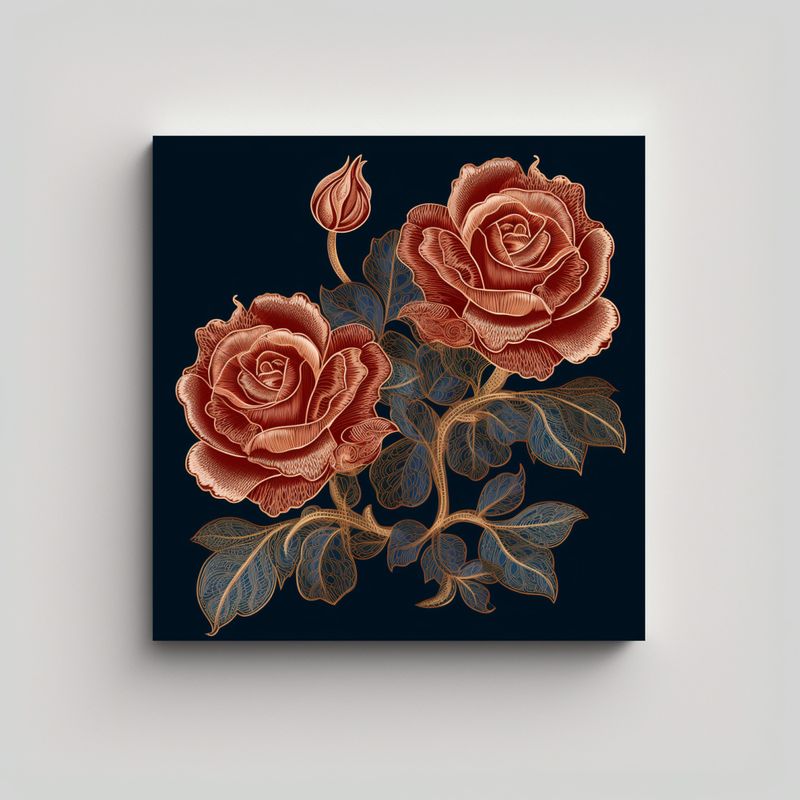 GENERICO - Bordado De Rosa Estilizado Arte Callejero Diseño 60x60 Cm