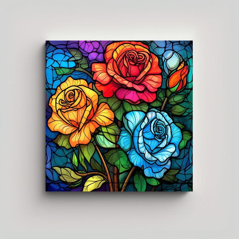 GENERICO - Arte Pared Único Vidrio Manchado Rosa Patrón 70x70 Cm