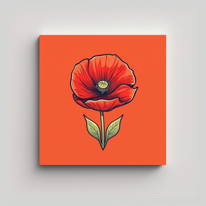 GENERICO - Logo Vectorial De Flor De Amapola En Tela Para 90x90 Cm