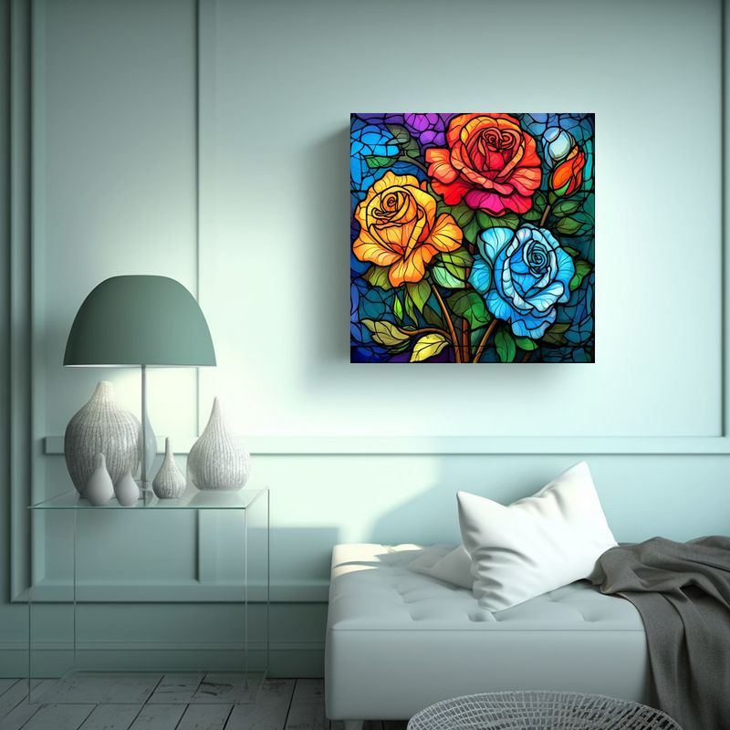 GENERICO - Arte Pared Único Vidrio Manchado Rosa Patrón 50x50 Cm