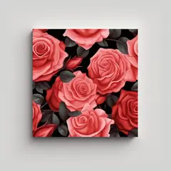 GENERICO - Lienzo Realista De Rosas Rojas Y Rosadas Para 50x50 Cm