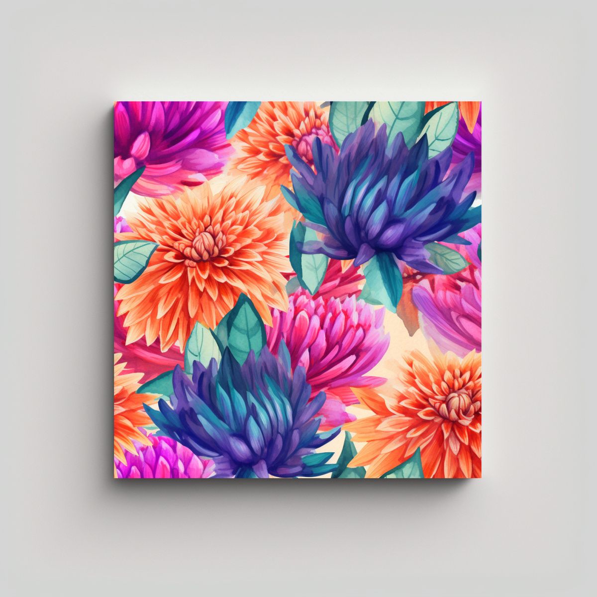 GENERICO - Diseño Floral Colorido Vibrante Aquarell 70x70 Cm