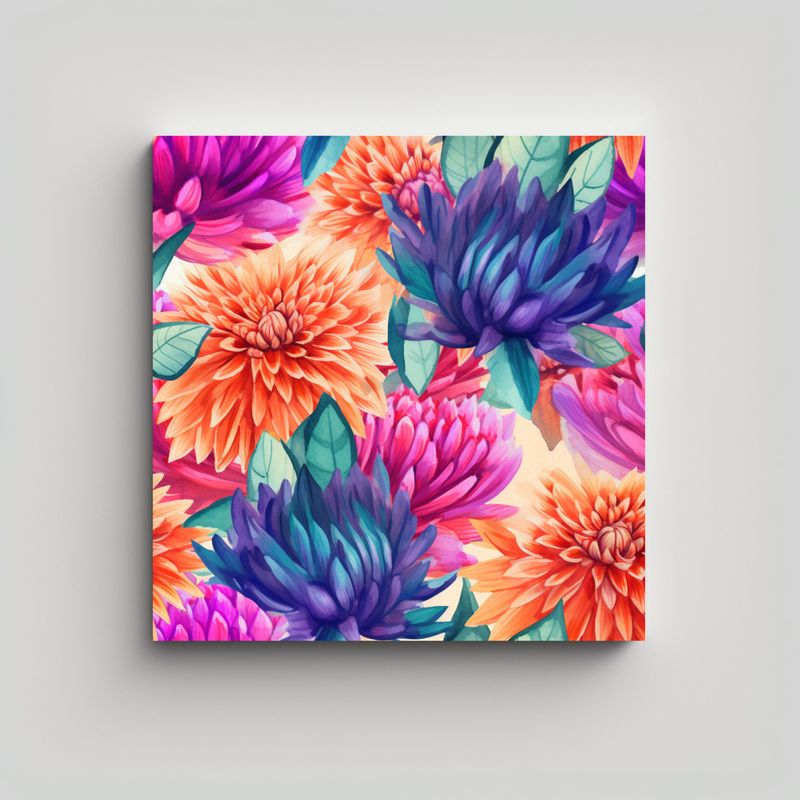 GENERICO - Diseño Floral Colorido Vibrante Aquarell 70x70 Cm