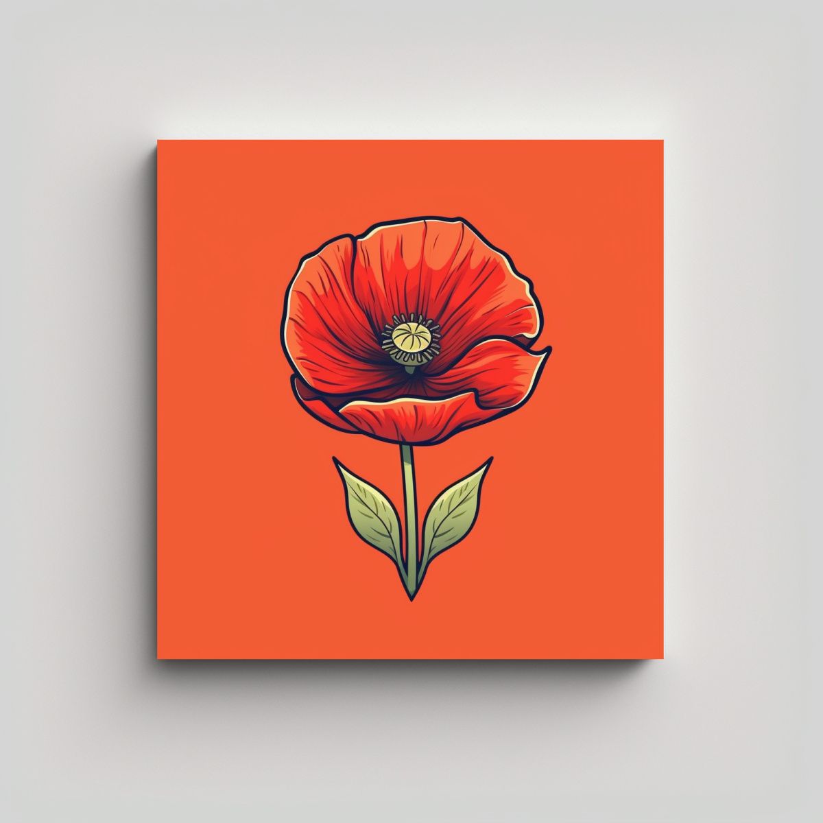 GENERICO - Logo Vectorial De Flor De Amapola En Tela Para 30x30 Cm