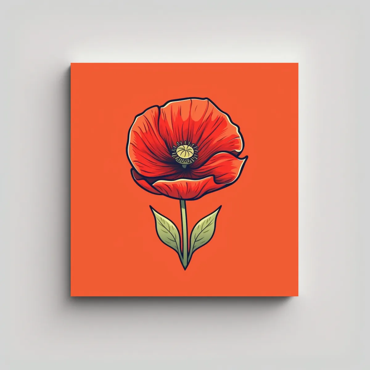 GENERICO - Logo Vectorial De Flor De Amapola En Tela Para 30x30 Cm