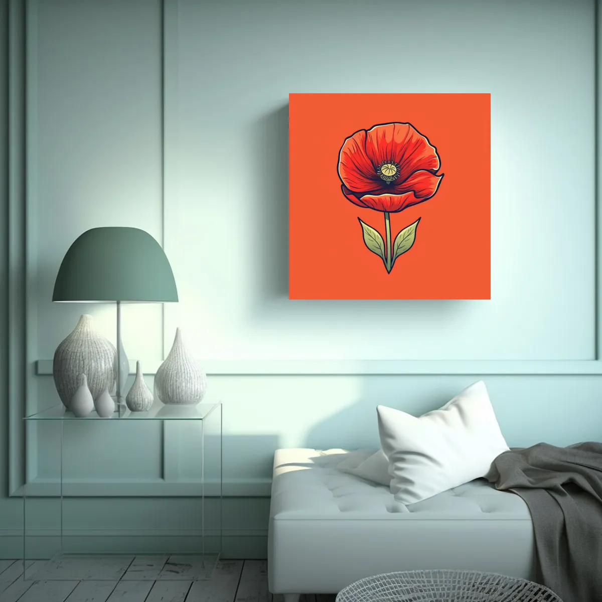 GENERICO - Logo Vectorial De Flor De Amapola En Tela Para 30x30 Cm