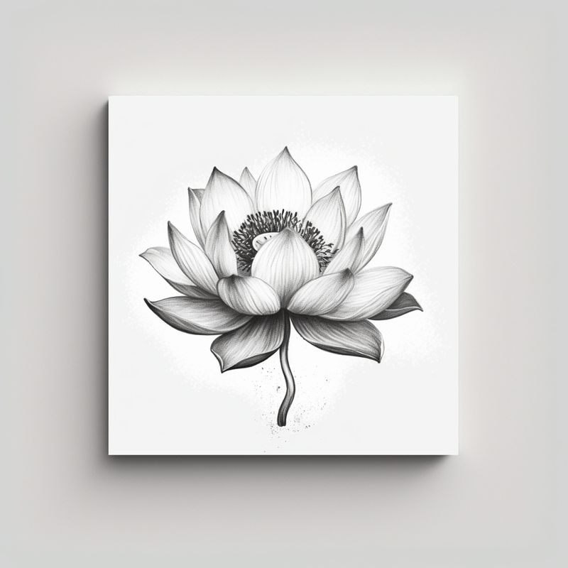 GENERICO - Arte De Pared Lotus Negro Tatuaje Estilo 40x40 Cm
