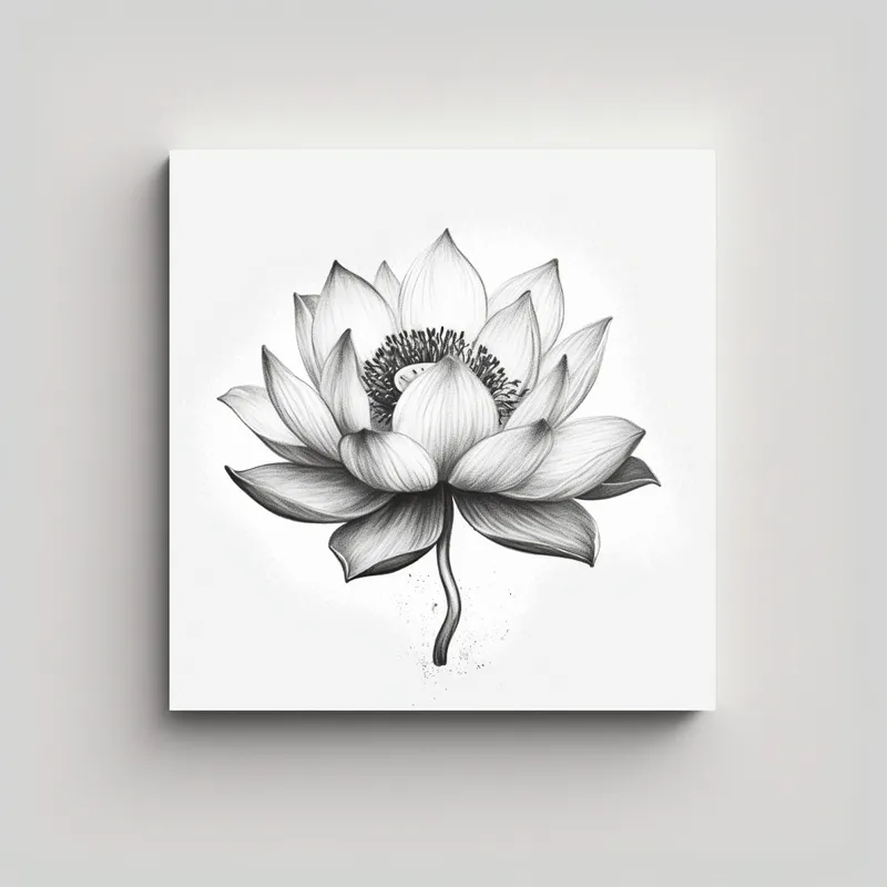 GENERICO - Arte De Pared Lotus Negro Tatuaje Estilo 30x30 Cm
