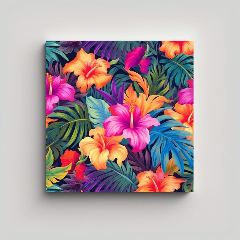 GENERICO - Diseño Tropical Continuo En Lienzo De Tela 40x40 Cm