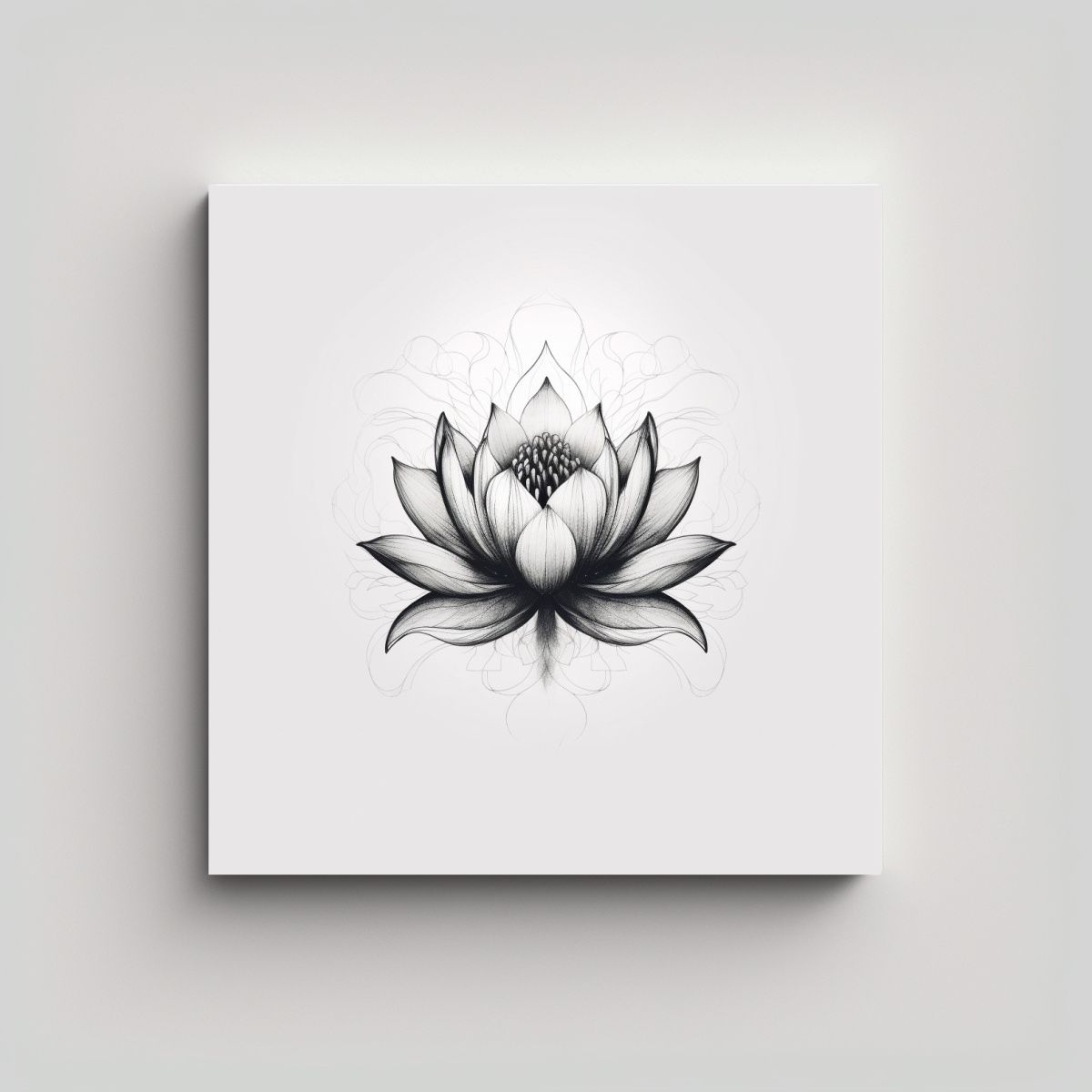 GENERICO - Tatuaje De Loto En Tinta Arte De Lienzo 50x50 Cm