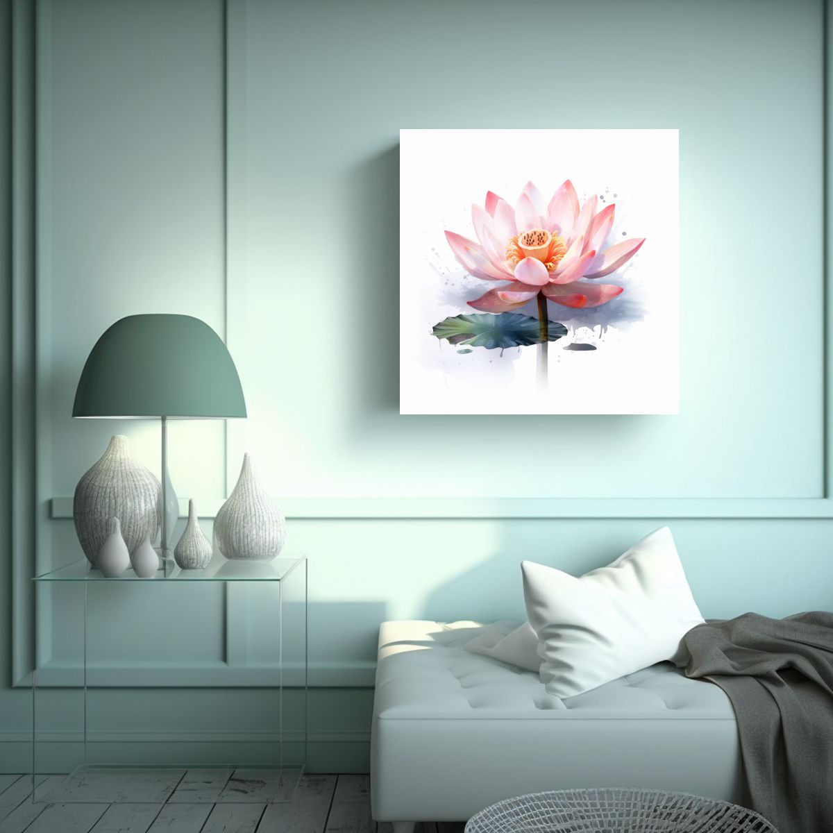 GENERICO - Cuadro Decorativo Estudio Lotus Flotante En Agua 80x80 Cm