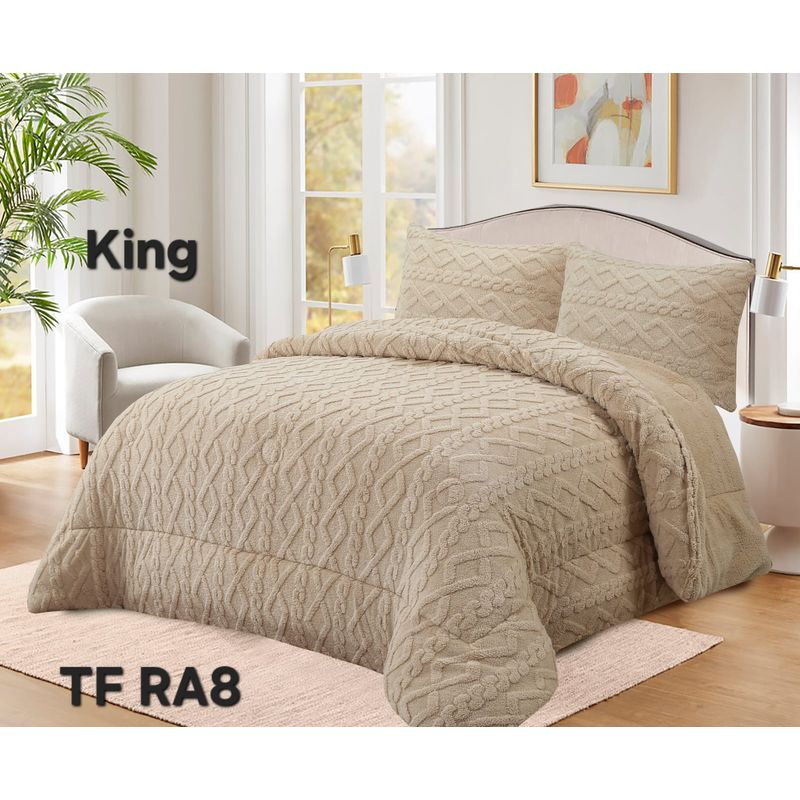 GENERICO - Cobertor de invierno Texturizado con CHIPORRO 2 Plazas Trenzado Beige