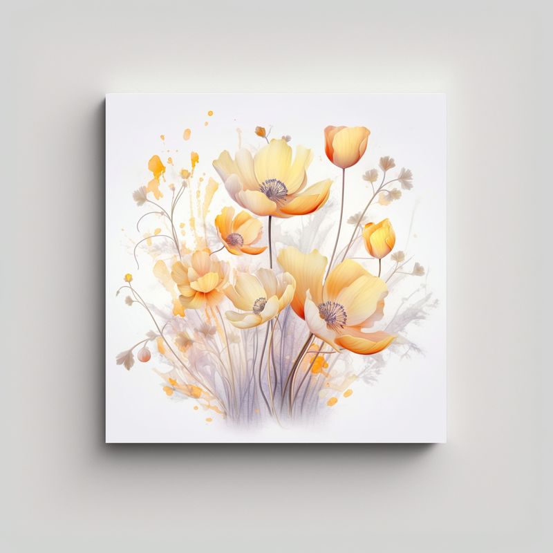 GENERICO - Pintura Decorativa Minimalista Flores Doradas 80x80 Cm