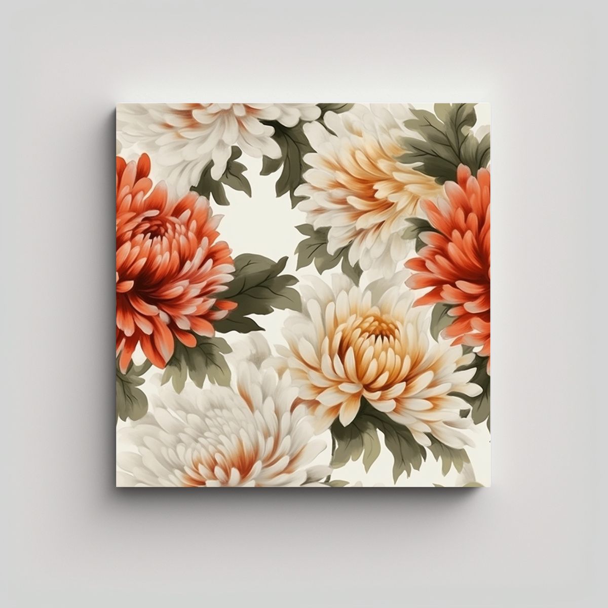 GENERICO - Arte De Pared Floral Con Crisantemos En Fondo 60x60 Cm