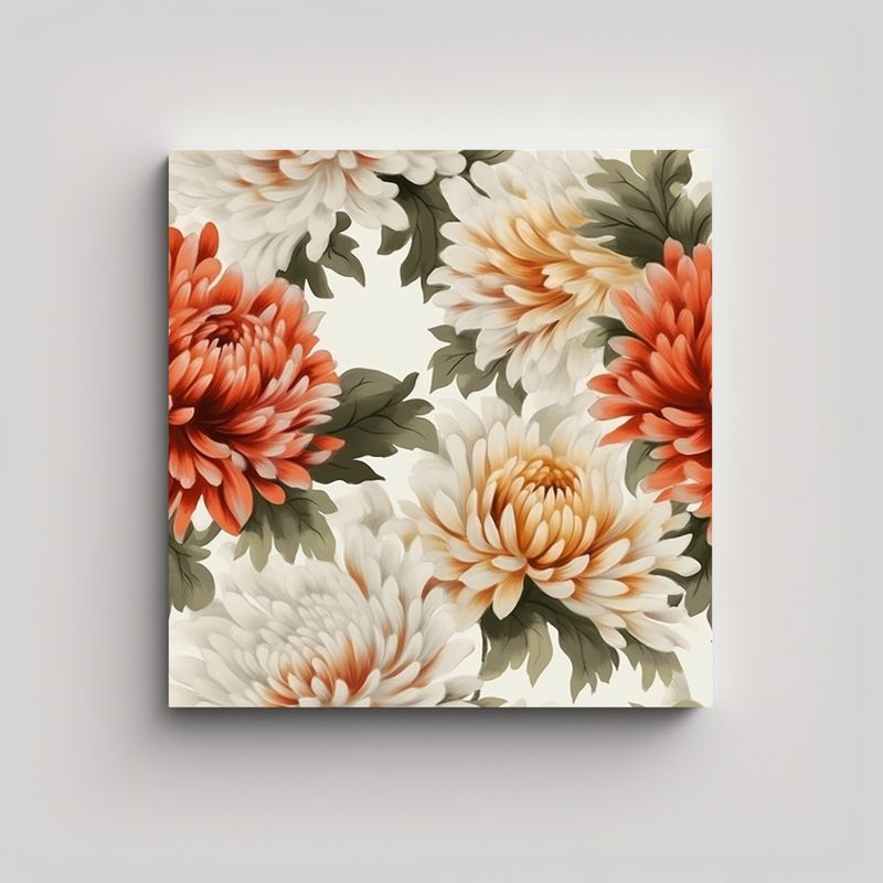 GENERICO - Arte De Pared Floral Con Crisantemos En Fondo 60x60 Cm