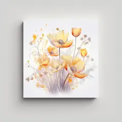 GENERICO - Pintura Decorativa Minimalista Flores Doradas 50x50 Cm